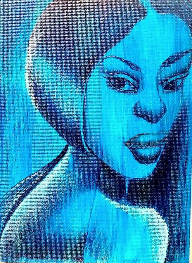 Lady in Blue Drawing by Donald C-Note Hooker