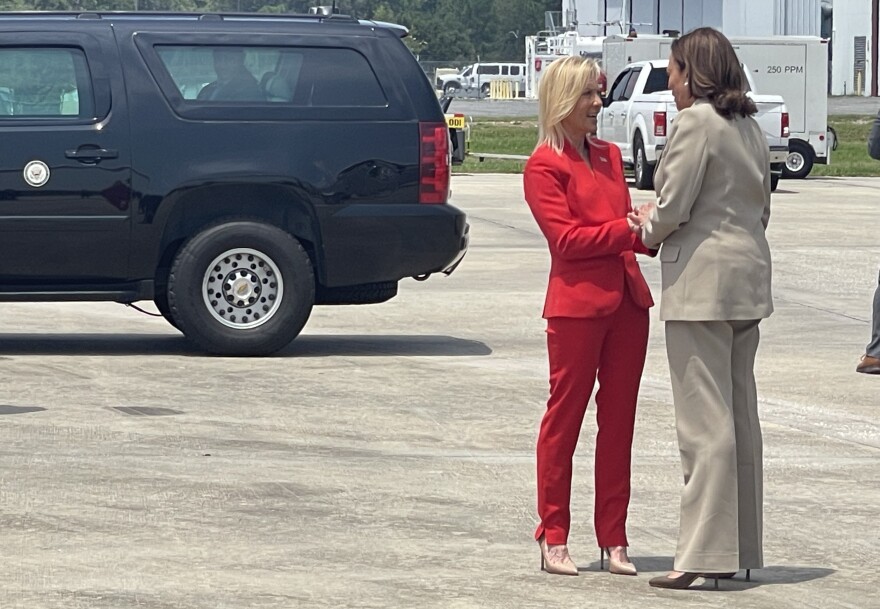  Jacksonville Mayor Donna Deegan welcomes Vice President Kamala Harris to Jacksonville on Friday, July 21, 2023.