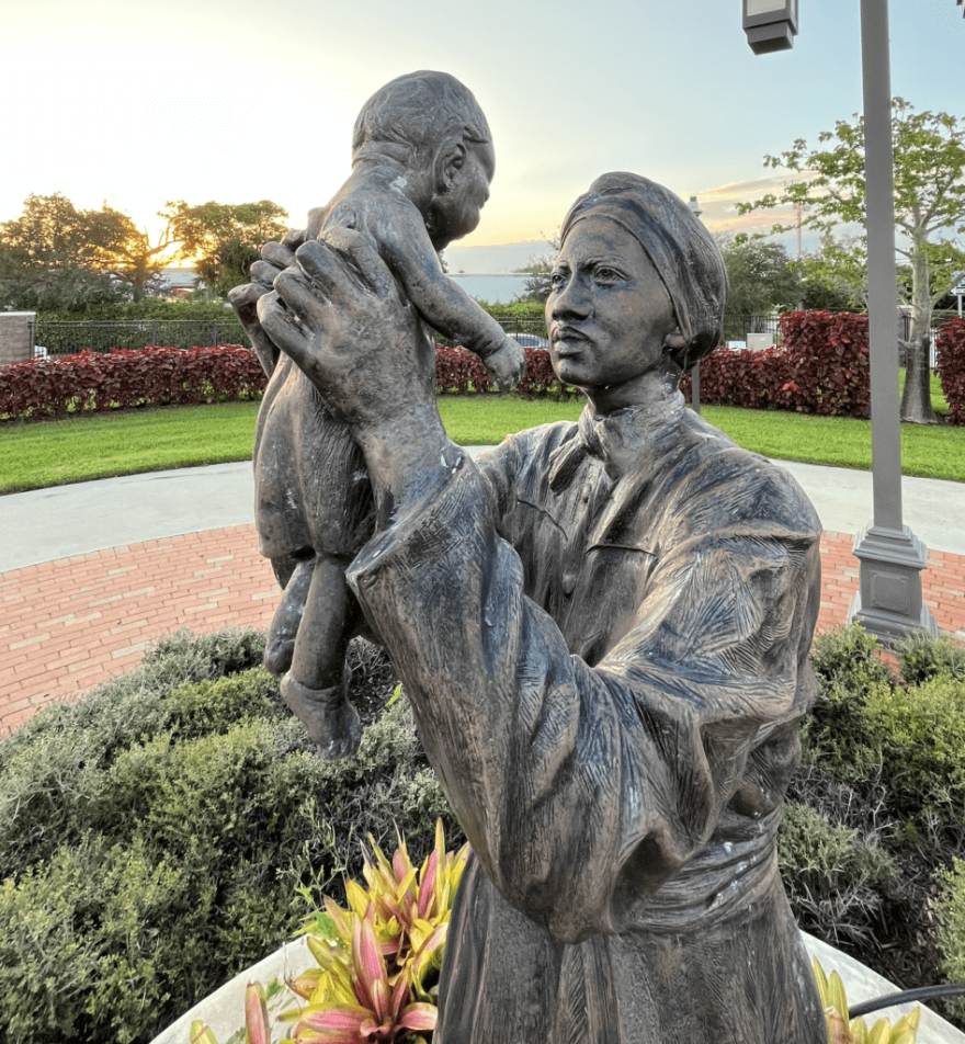  A statue of Branhilda Richardson-Knowles sits in the middle of the memorial park.