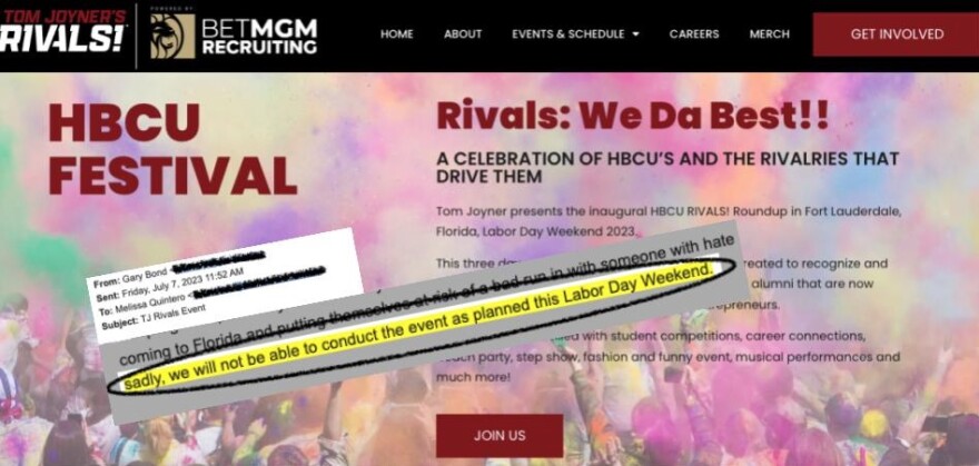  TJRivals planned on hosting a weekend event in Fort Lauderdale but canceled earlier this summer, citing several state policies and travel advisories issued by various groups. The festival is hosted by radio personality Tom Joyner.