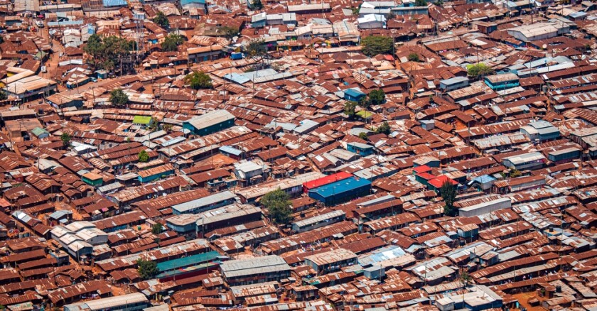 Aerial,View,Of,Corrugated,Iron,Huts,At,The,Nairobi,Downtown