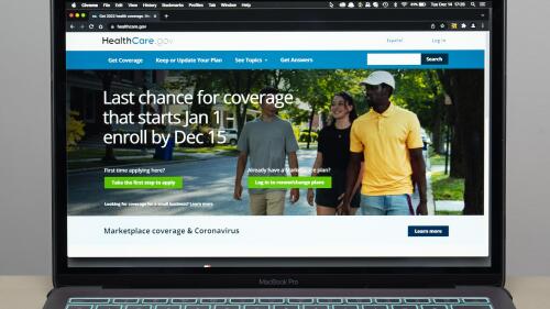 FILE - The healthcare.gov website is seen on Dec. 14, 2021, in Fort Washington, Md. A federal judge's ruling striking down a part of the Affordable Care Act requiring most insurers to cover preventive care including vaccines and screenings for cancer, diabetes and HIV was temporarily put on hold Monday, May 15, 2023, by a federal appeals court in New Orleans. (AP Photo/Alex Brandon, File)