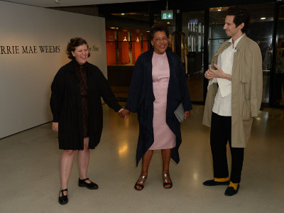 Carrie Mae Weems, center, an opening of London show.