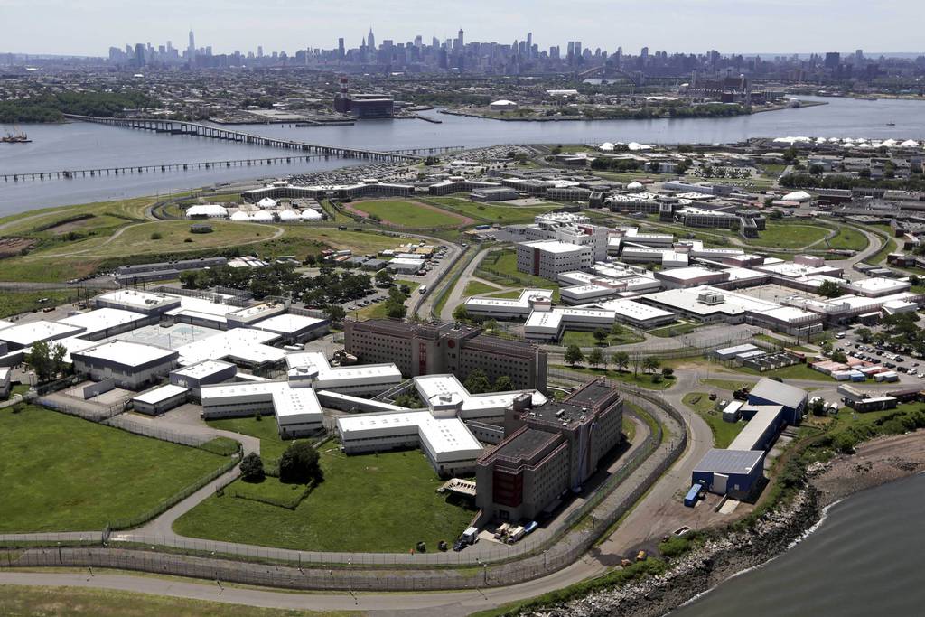 This aerial photo shows Rikers Island, New York's biggest lockup, on June 20, 2014. 