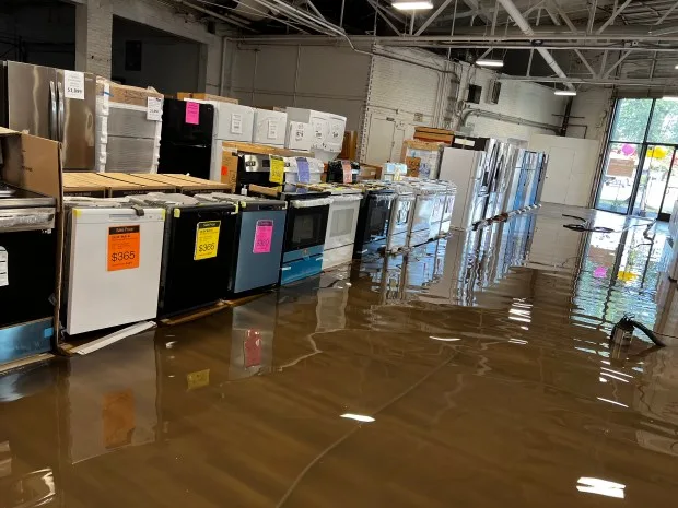 Flooding at Star Hardware in Hartford on Tuesday July 4, 2023