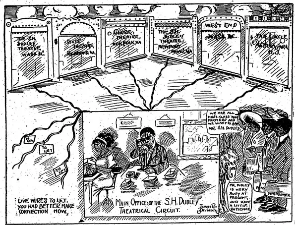 The Dixie Theater was one of the earliest on the African American Dudley Circuit. It was critical to the circuit’s success because of Richmond’s hub-like location enabling vaudevillians to travel to and from several other cities in the Southeast. Drawing is from the August 24, 1912, Indianapolis Freeman, Indianapolis, Indiana. - COURTESY OF THE AUTHOR