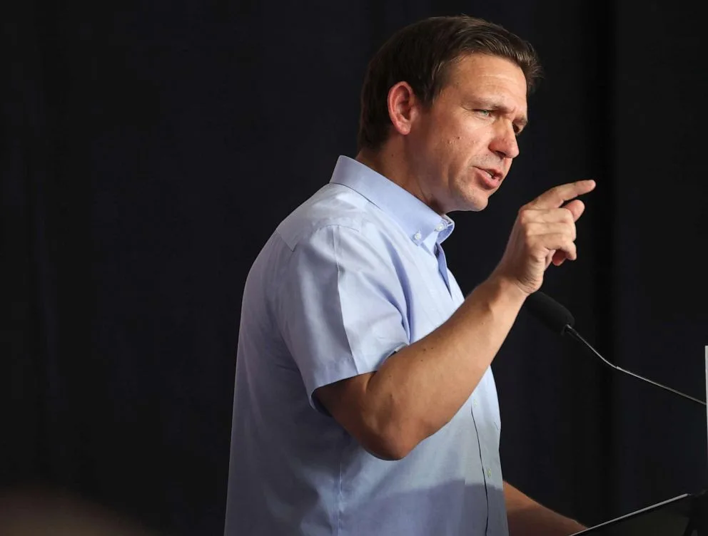 PHOTO: Republican presidential candidate and Florida Governor Ron DeSantis speaks at a fundraiser on July 15, 2023, in Ankeny, Iowa.