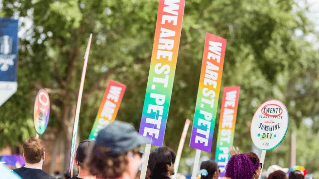 People marching in St. Pete Pride Parade