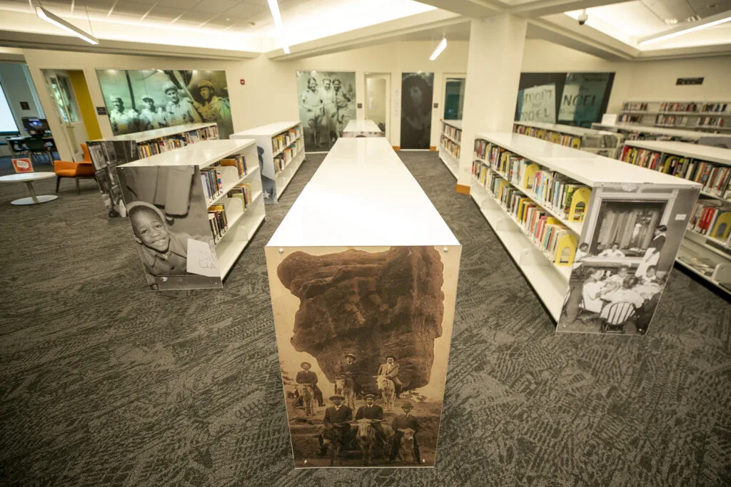 Historic photographs from the Denver Public Library's collection were added to the Blair-Caldwell African American Research Library's main area during renovations. Aug. 10, 2023.