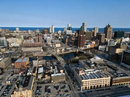 The Milwaukee city skyline on 7 April 2023.