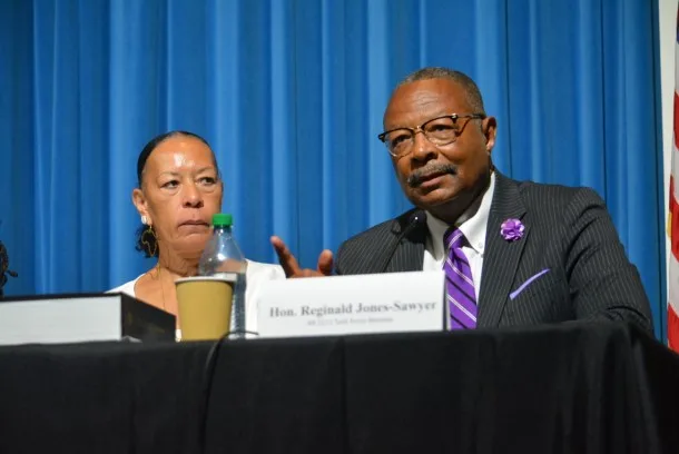 Asm. Reggie Jones-Sawyer (D-Los Angeles) is pictured here at a California Reparations Task Force Meeting on June 29. Jones-Sawyer and other members of the Assembly Public Safety Committee received death threats for not supporting Senate Bill 14 on July 11. The bill was reconsidered and passed out of the committee on July 13. SB 14 would include sex trafficking of a minor among crimes defined as serious under California’s Three Strikes law. CBM photo by Antonio Ray Harvey. June 29, 2023.
