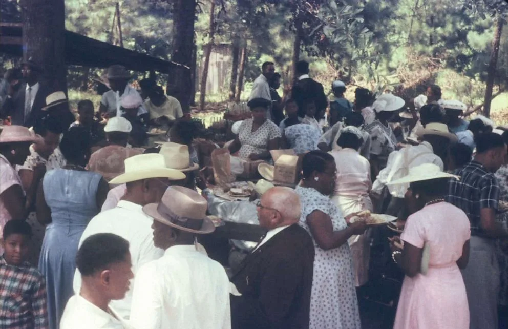PHOTO: Descendants gather circa 1955 for the annual “Homecoming”- an event established in 1941 to reconnect and to raise funds for the upkeep of the Jim Shankle and Shankleville Community Cemeteries.