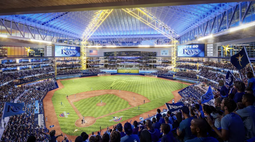 Rendering shows interior of the new Rays stadium