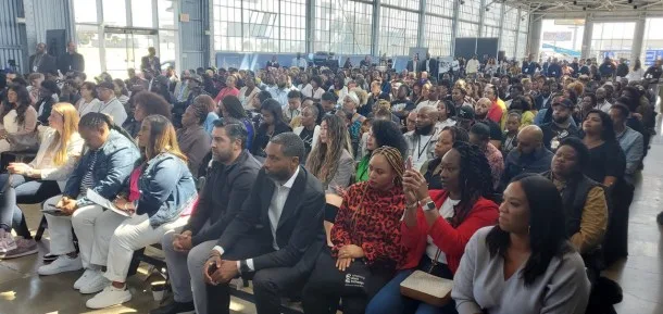 More 300 people attended the first leg of JPMorgan Chase's Advancing Black Wealth Tour in Oakland, California. The event was held in the historical Bridge Yard facility near the Oakland-San Francisco Bay Bridge's tollbooth. Aug. 12, 2023. CBM photo by Antonio Ray Harvey.