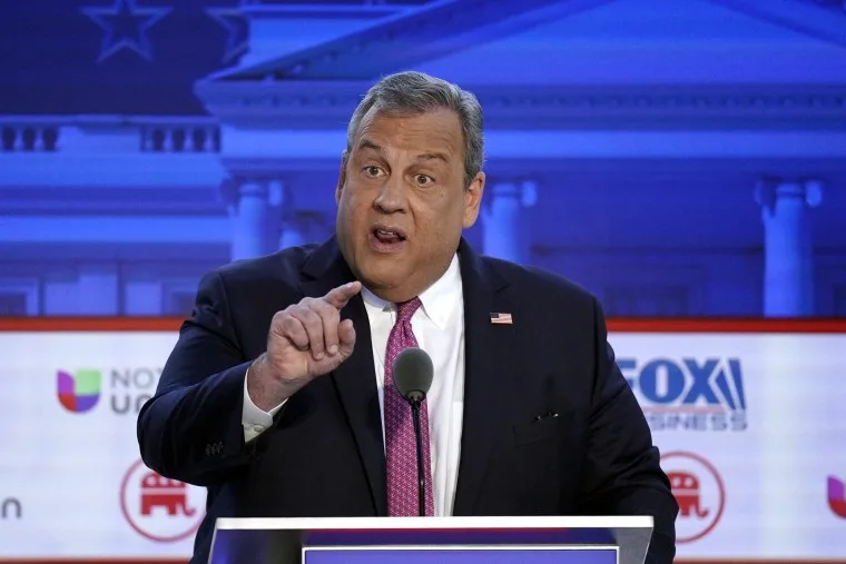 Image: Former New Jersey Gov. Chris Christie speaks during the Republican presidential primary debate in Simi Valley, Calif., on Wednesday night.