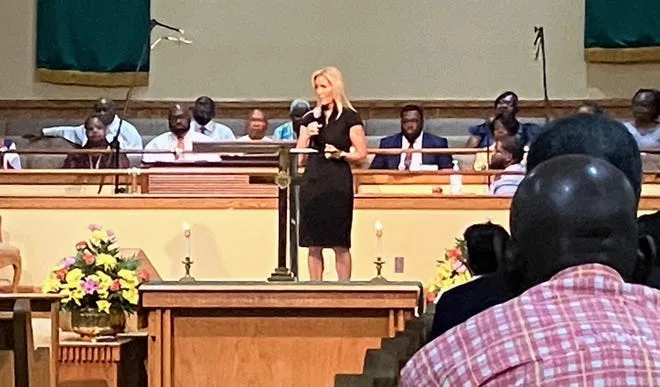 During a prayer vigil Sunday, Aug. 27, 2023, at St. Paul AME Church, Jacksonville Mayor Donna Deegan, emotion filling her voice, took responsibility as mayor and apologized for not being able to prevent the Aug. 26, 2023 racially motivated slaying of three Black people by a white man at a Dollar General store near Edward Waters University.