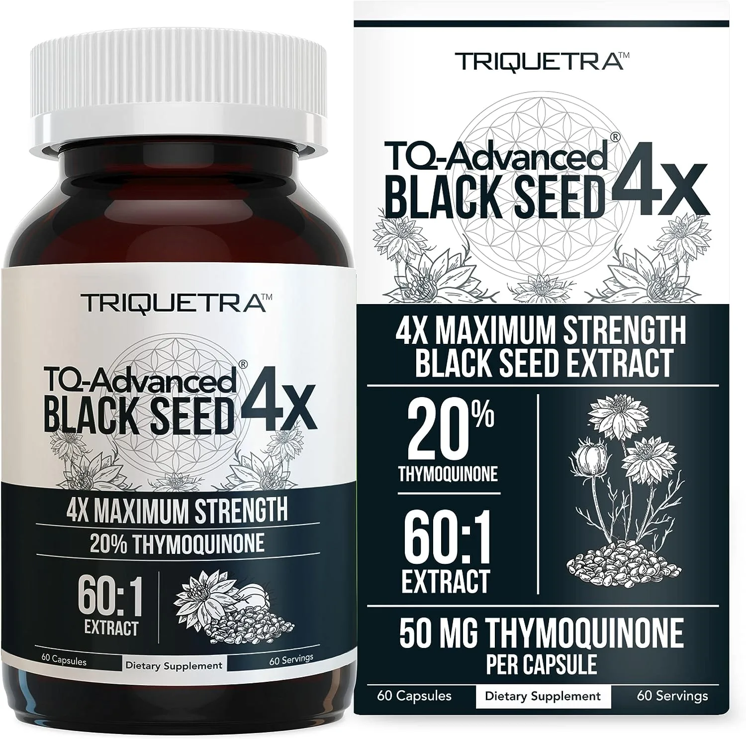 20% Thymoquinone Black Seed Oil Extract Capsules - TQ-Advanced 4X
