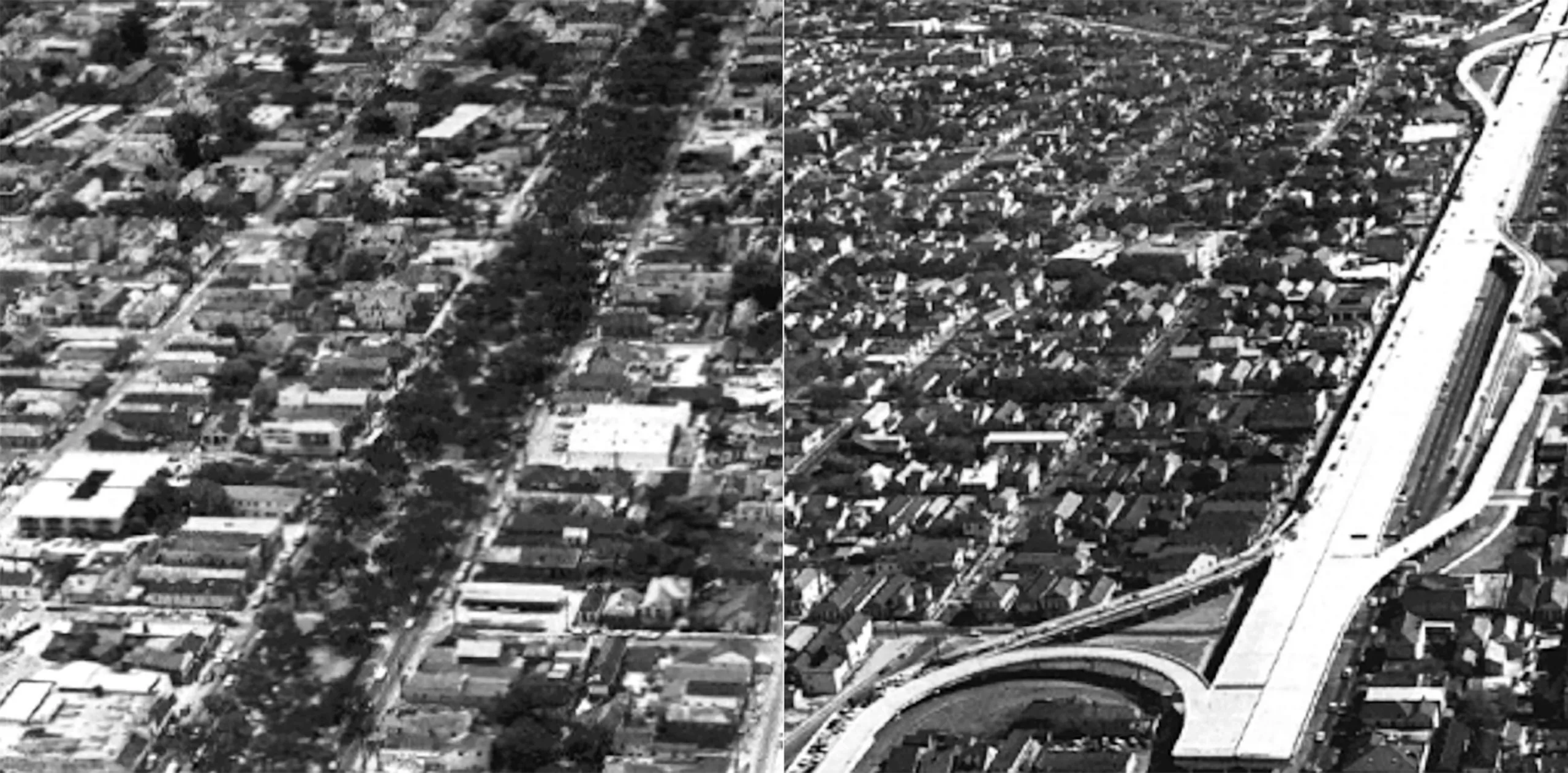 PHOTO: Views of Claiborne Avenue 1966 (left) and 1968 (right).