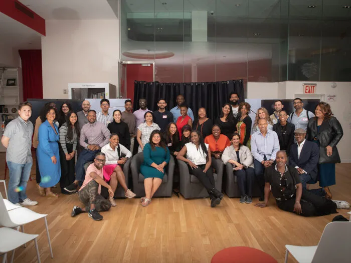 New York, NY - May 17, 2023: Group photo at the Founders & Funders event in Midtown