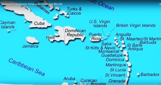 Map of the Caribbean Island natios