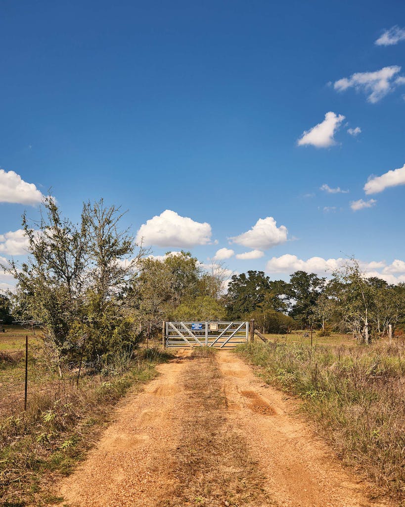 The blocked private road leading to the Petersburg Settlement properties.