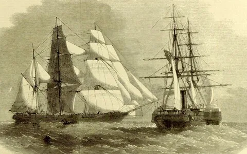 HMS Pluto llustration, Capture of a Large Slave Ship