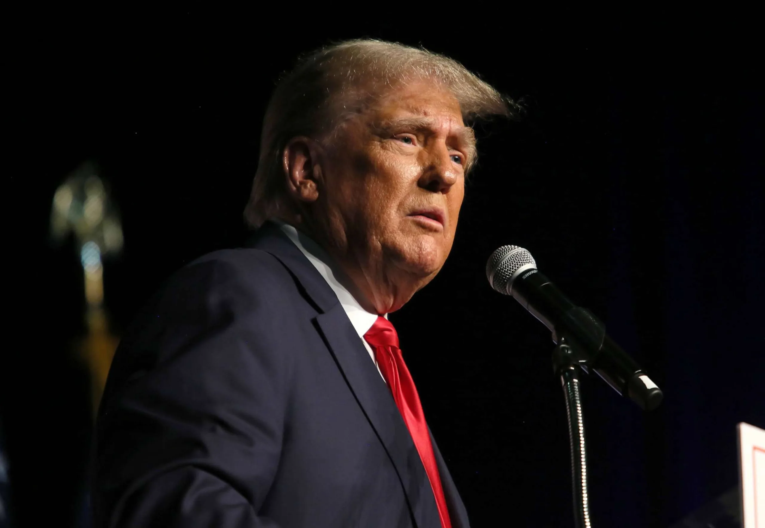 PHOTO: Former U.S. President Donald Trump delivers remarks at a rally hosted by Club 47 USA at the Palm Beach County Convention Center, October 11, 2023, in West Palm Beach, Fla.