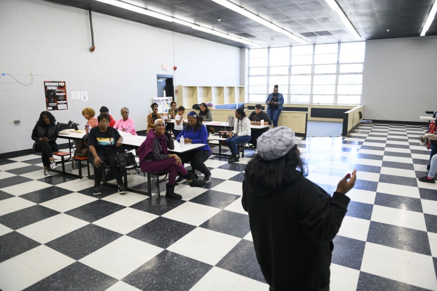 Kristi Williams leads a conversation about the day's lessons at October's gathering of Black History Saturdays.