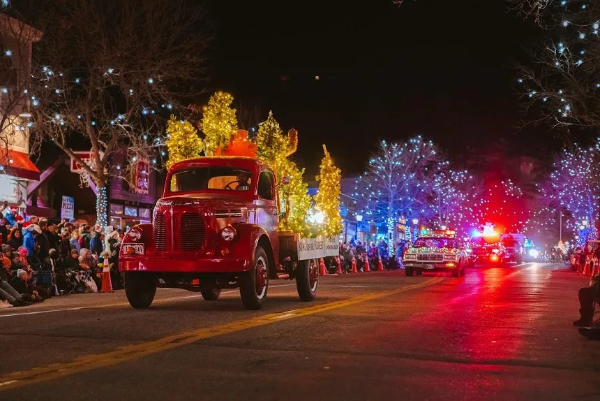 cars with holiday lighting.