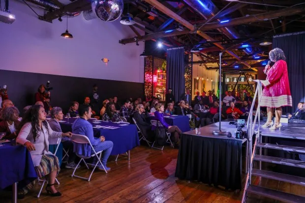 Alameda County District Attorney Pamela Price addresses to supporters during her kick-off campaign against her recall at Fluid510 night club in Oakland, Calif., on Thursday, Nov. 16, 2023. (Ray Chavez/Bay Area News Group)