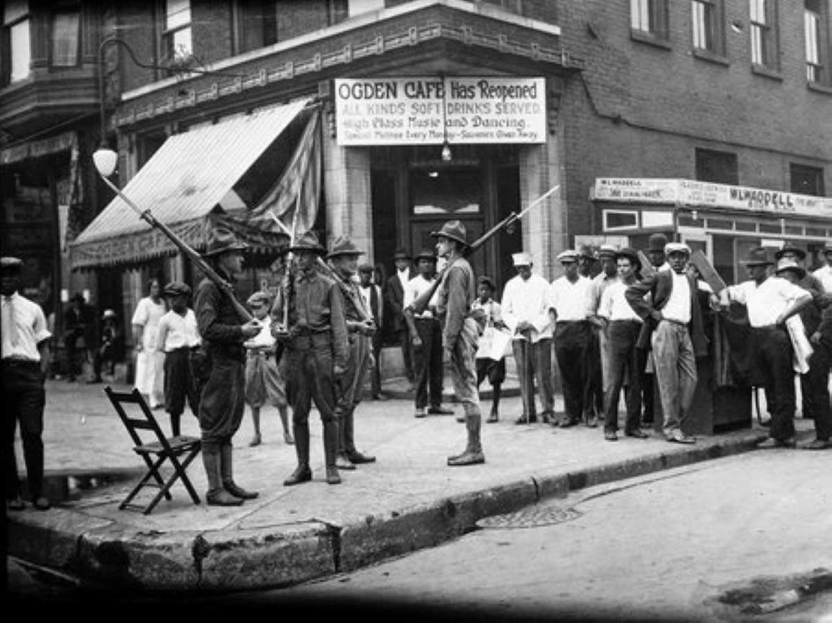 african american crowd national guard chicago race riots