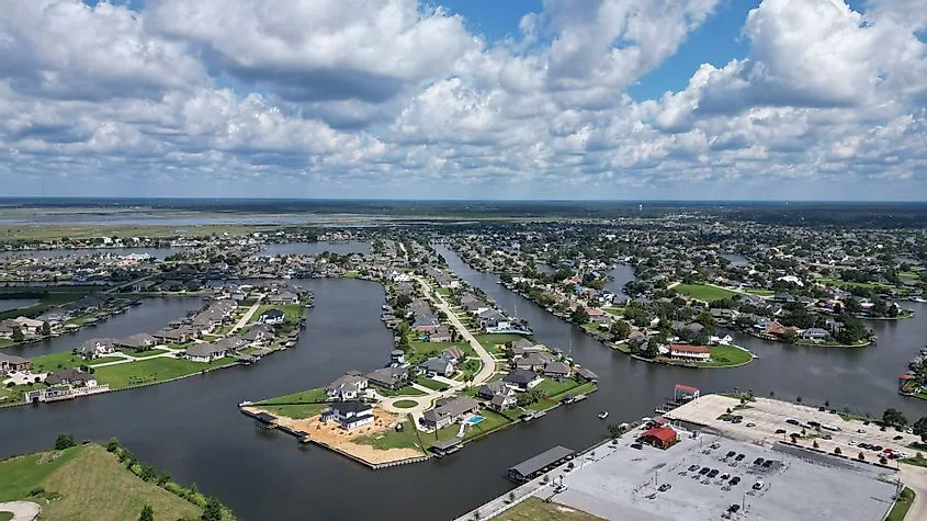 Aerial perspective near Rat's Nest Road, Slidell, Louisiana. 