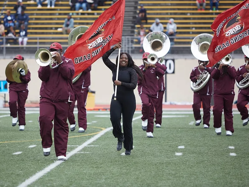 Shaw University marching band performing