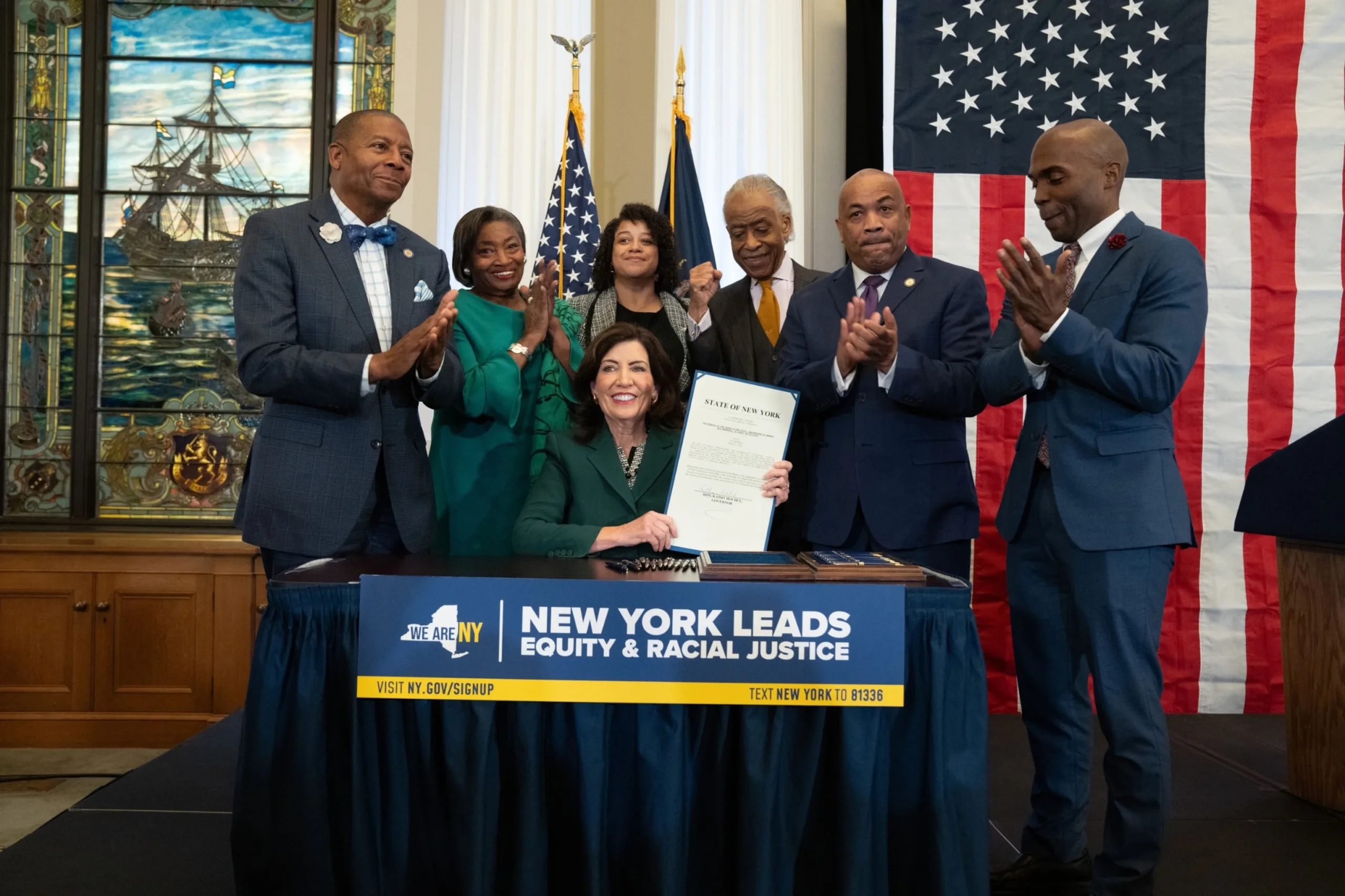 PHOTO: Governor Kathy Hochul signed legislation on Dec. 19 to create a new commission to study reparations and racial justice.