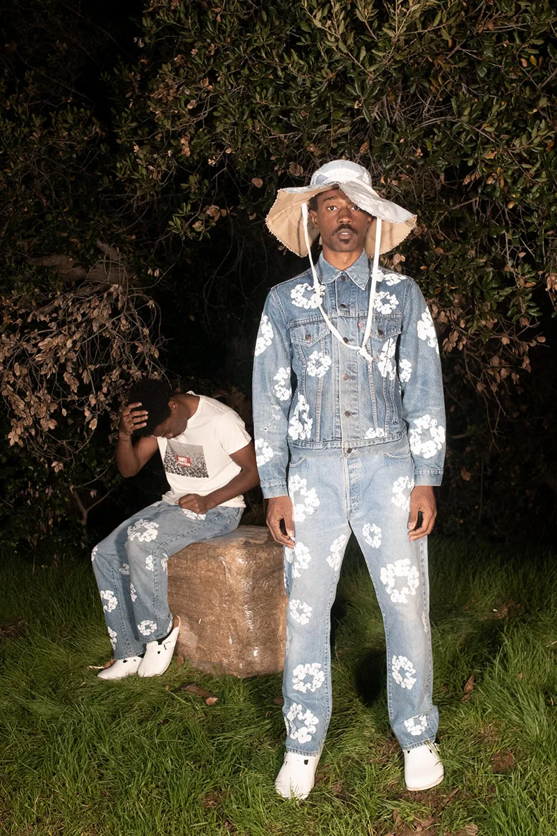 two models wear Denim Tears denim