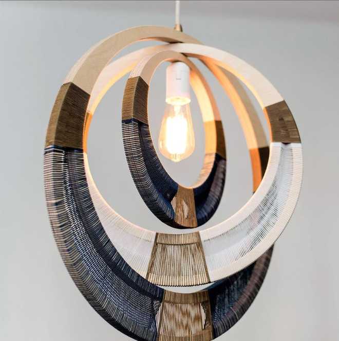 woven blue pendant light