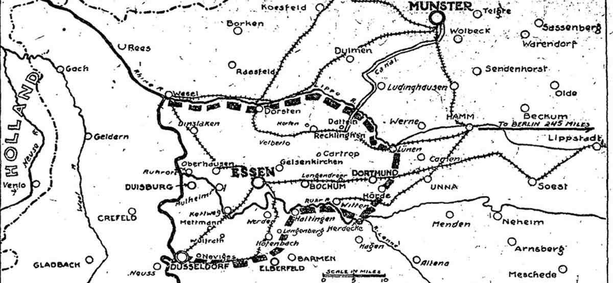 map of the occupied ruhr