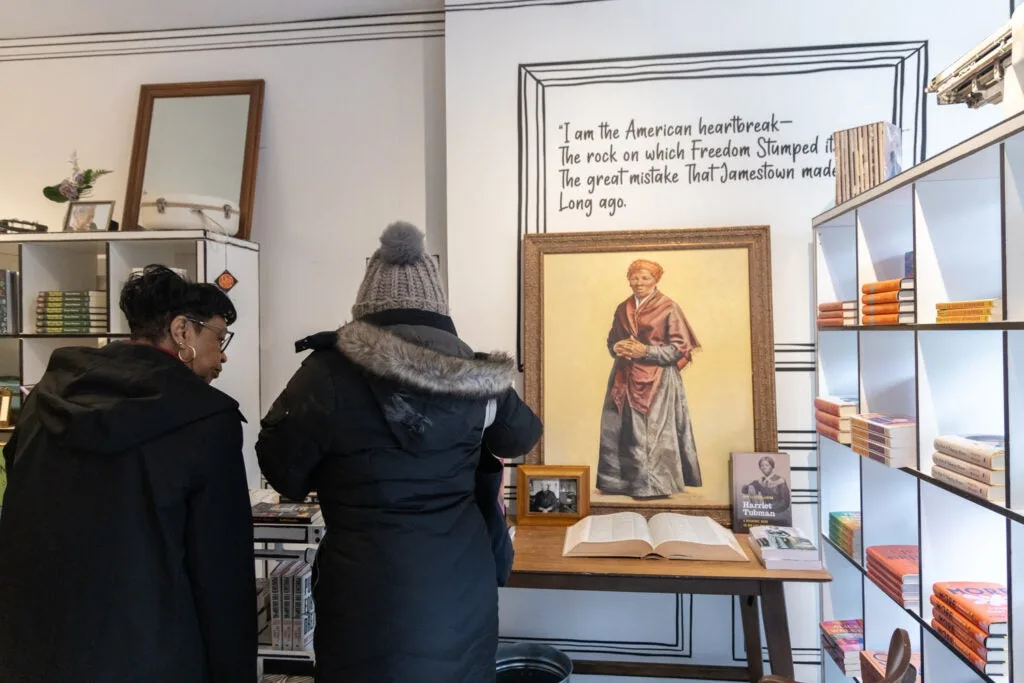 People browse books in Harriet's Bookshop