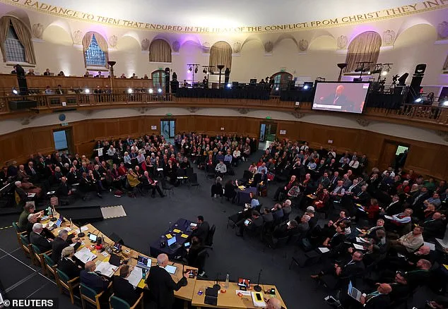 The church will ask super-wealthy families and investors to help it build an enormous pot of cash to address 'enduring harms from enslavement' (pictured: Church of England General Synod)