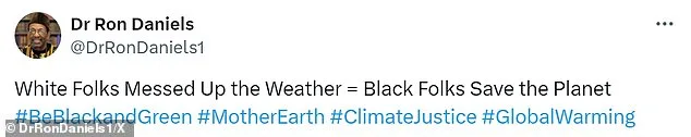 A 2021 tweet blamed 'white folks' for global warming