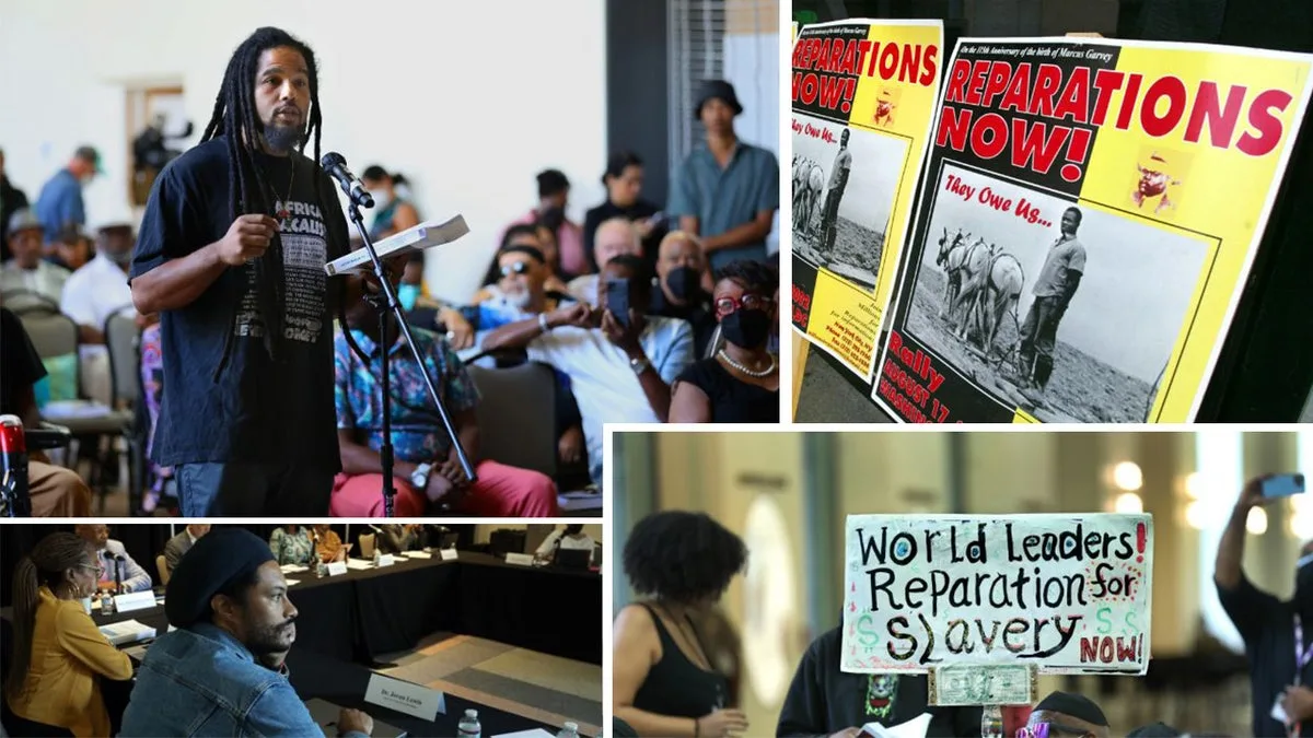 photo collage of the reparations movement