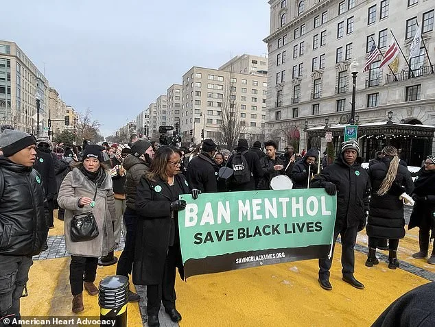 Protestors marched on Black Lives Matter Plaza in January advocating for a menthol ban