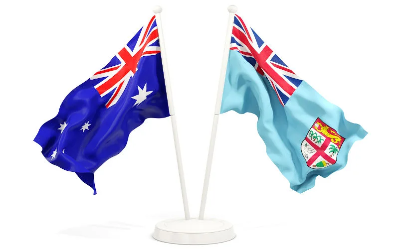 Australia and Fiji flags- white background
