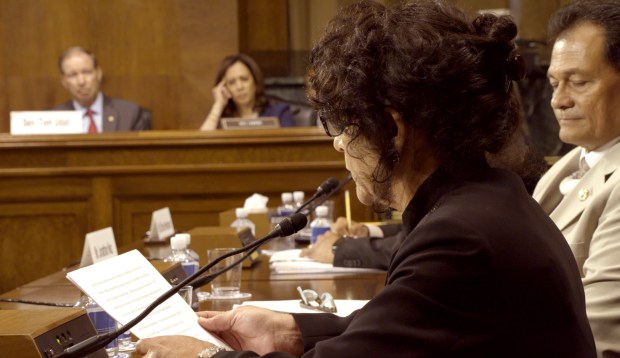 Cordova, pictured here testifying before the Senate Judiciary Committee in 2018, has advocated for the expansion of the Radiation Exposure Compensation Act to include New Mexicans surrounding the Trinity test site. (Courtesy photo)