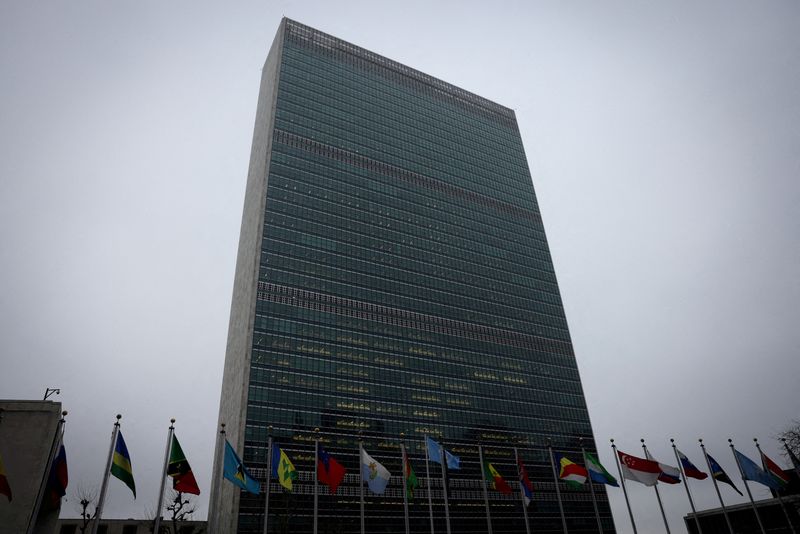 © Reuters. FILE PHOTO: The United Nations building is pictured in New York City, U.S., February 23, 2023. REUTERS/Mike Segar//File Photo