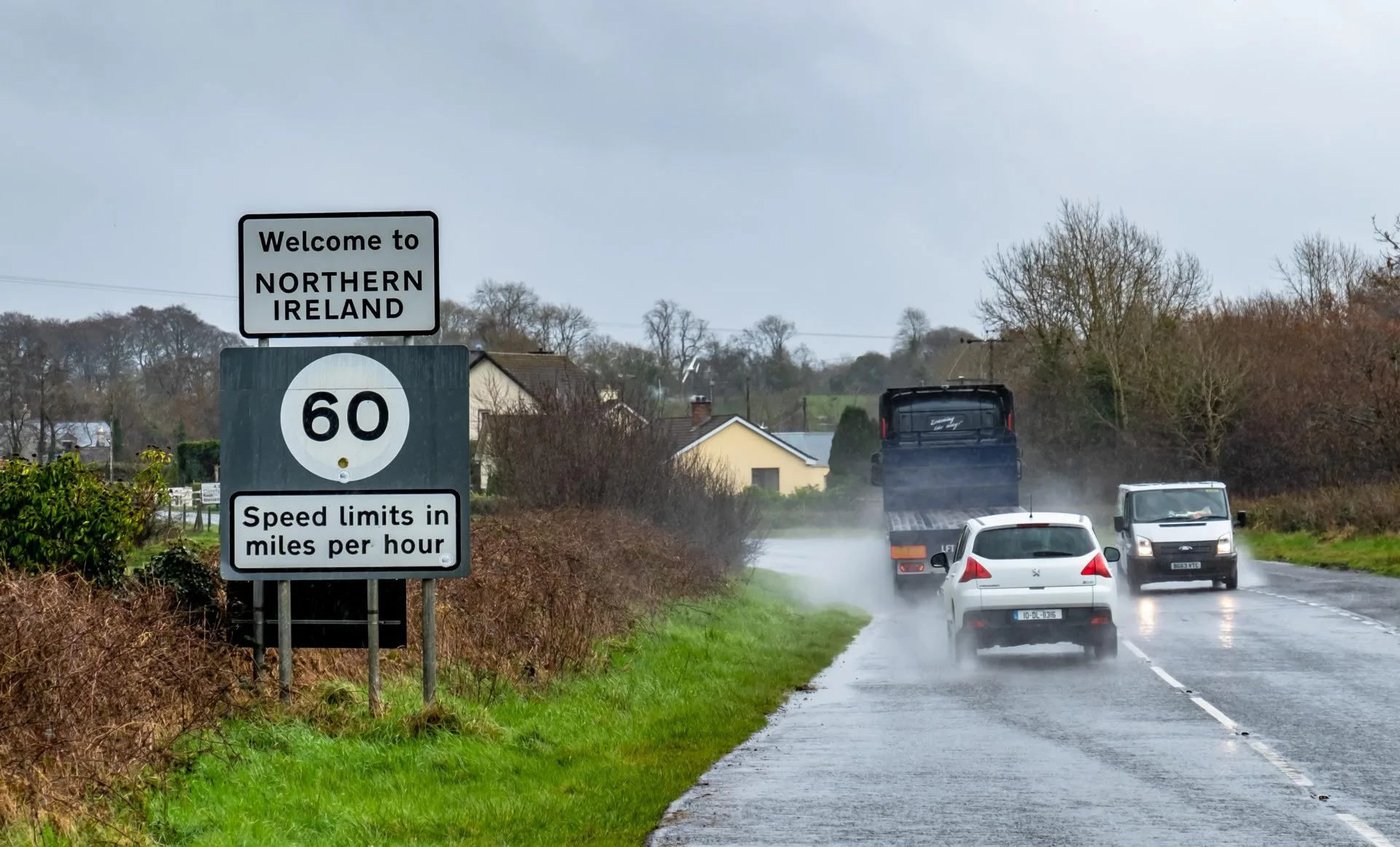 A sign showing the border with Northern Ireland, 3-3-19.