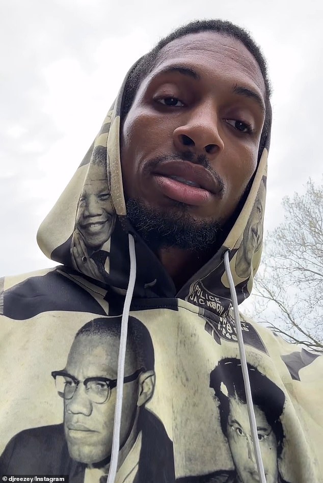 Rashaun Williams, seen here wearing a hoodie decorated with images of Malcolm X and other racial justice campaigners