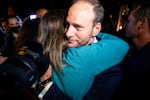 FILE - San Francisco District Attorney Chesa Boudin hugs a supporter Tuesday, June 7, 2022, in San Francisco. San Francisco residents voted Tuesday to recall Boudin, a progressive, following a heated campaign that captivated the country and bitterly divided Democrats over crime, policing and public safety reform.