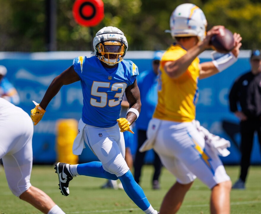 Chris Collins in practice for the Los Angeles Rams.