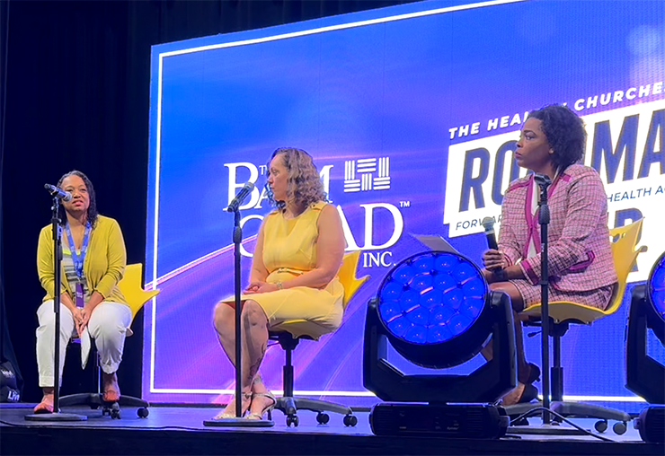 Panelists from left to right, Dr. Brooke Cunningham, Ronda Chakolis, DPharm, MPH and Dr. LaPrincess Brewer in conversation.